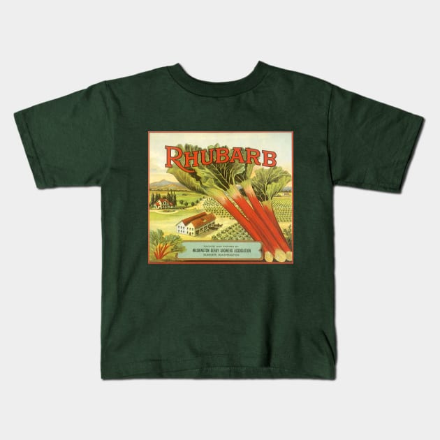 Vintage Rhubarb Crate Label Kids T-Shirt by MasterpieceCafe